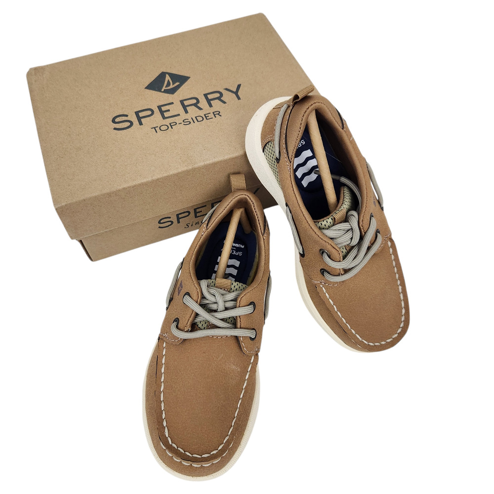 New Sperry PLUSHWAVE Boat Shoe Boys Size 11.5 Medium Beige